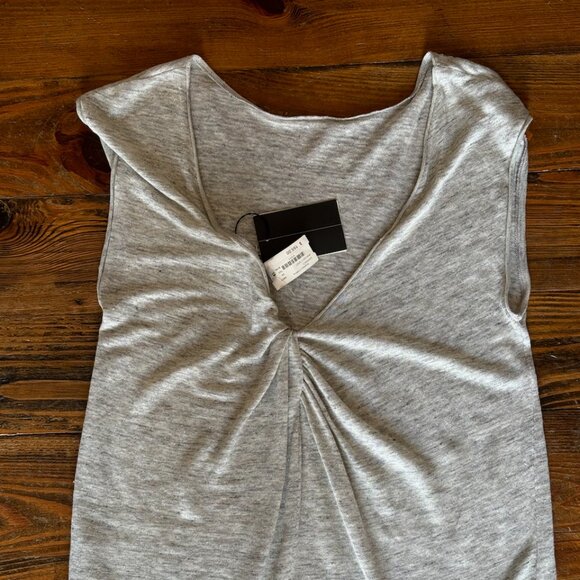 By Malene Birger Analisa T-Shirt XS | NWT Grey Linen Deep V-Back Minimalist Top - Picture 3 of 14